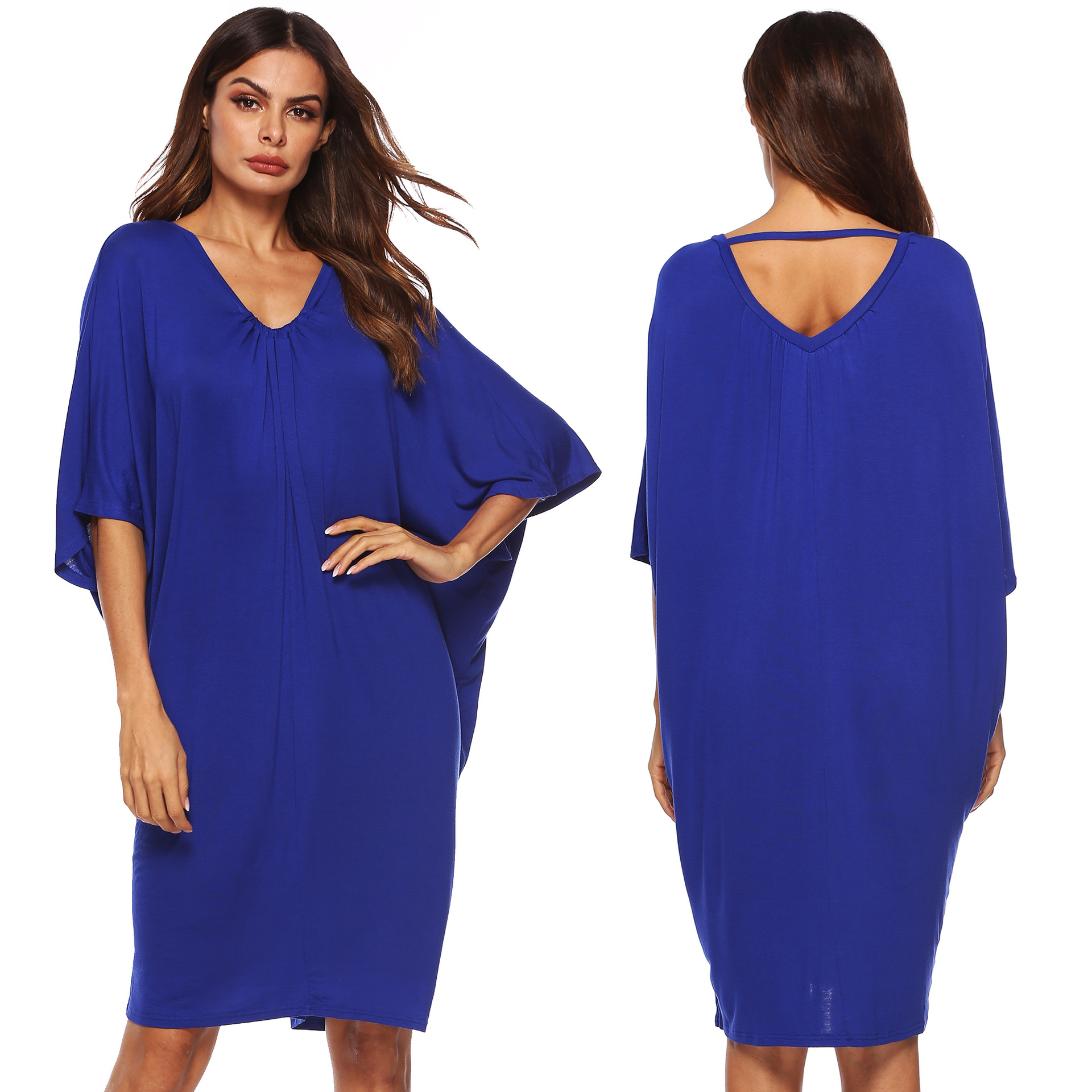 Loose Casual Batwing Sleeve Deep V Dress for Women Spring Summer Collection Comfortable Fit Wholesale Available
