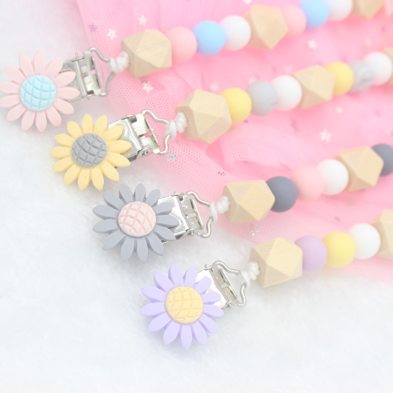 Suministros para bebés calmante clip de chupete de silicona bebé anti-gota cadena cuentas de silicona Cadena de chupete Comercio exterior Amazon Venta caliente