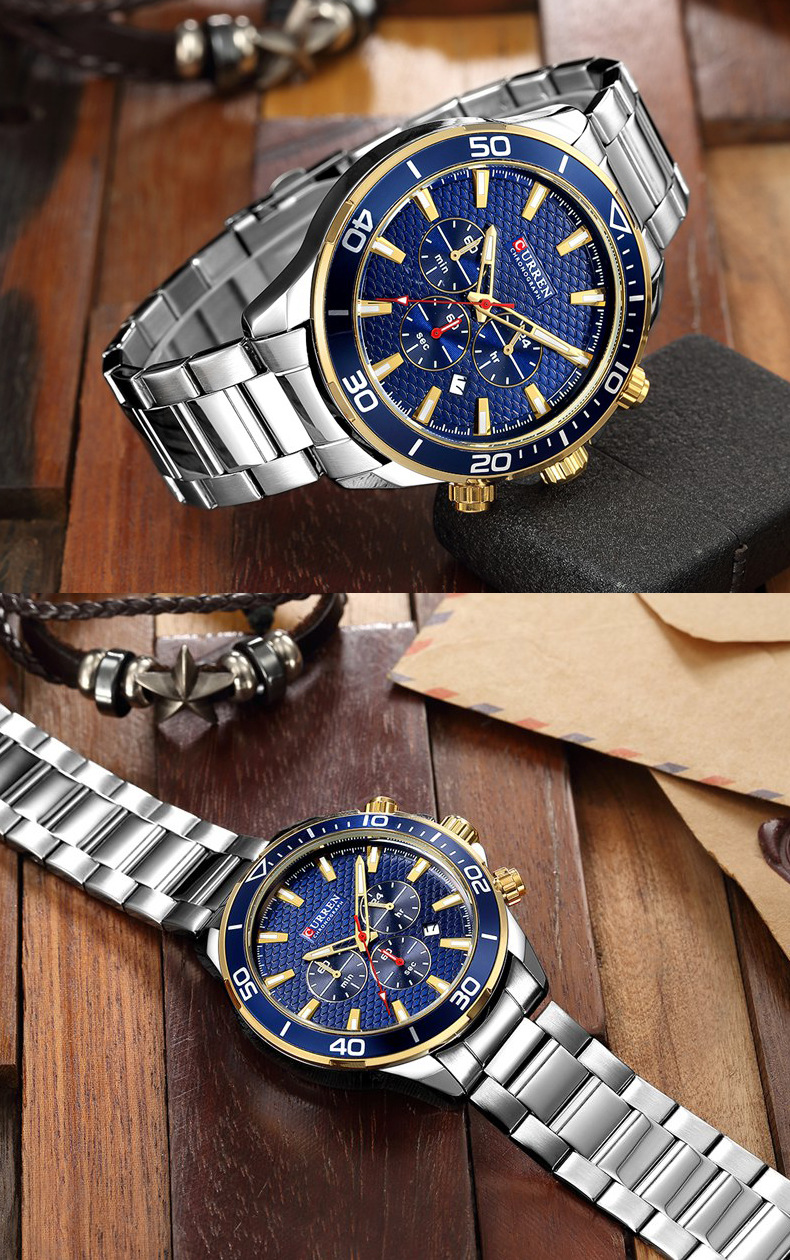 Men's Steel Band Casual Watch - Silver Black