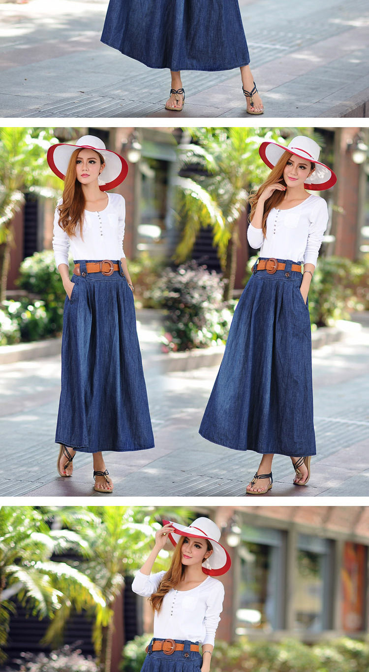 autumn plus size denim long skirt   NSDT9084