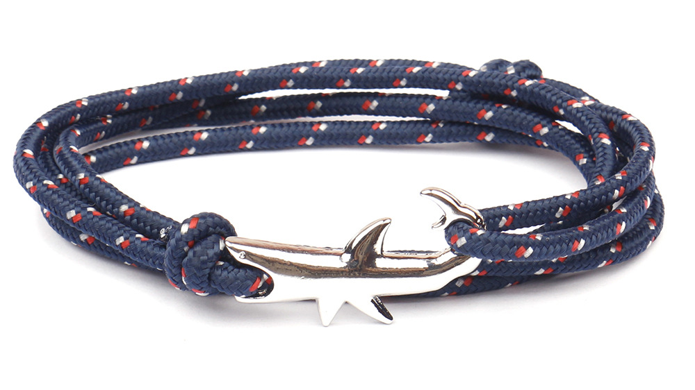 12g Weight Bracelets Classification Alloy, rope Chain Material 1 Piece Quantity Holiday, Daily, Street Occasion Alloy, rope Material Shark Pattern Men's Gender Layered Design Casual, Simple Style Style Casual Simple Style Shark Alloy Rope Layered Men's Bracelets Men's Chain Bracelets 27