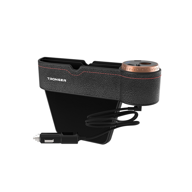 汽车座椅收纳盒汽车用品新款双usb数显充电器座椅缝隙车载储物盒