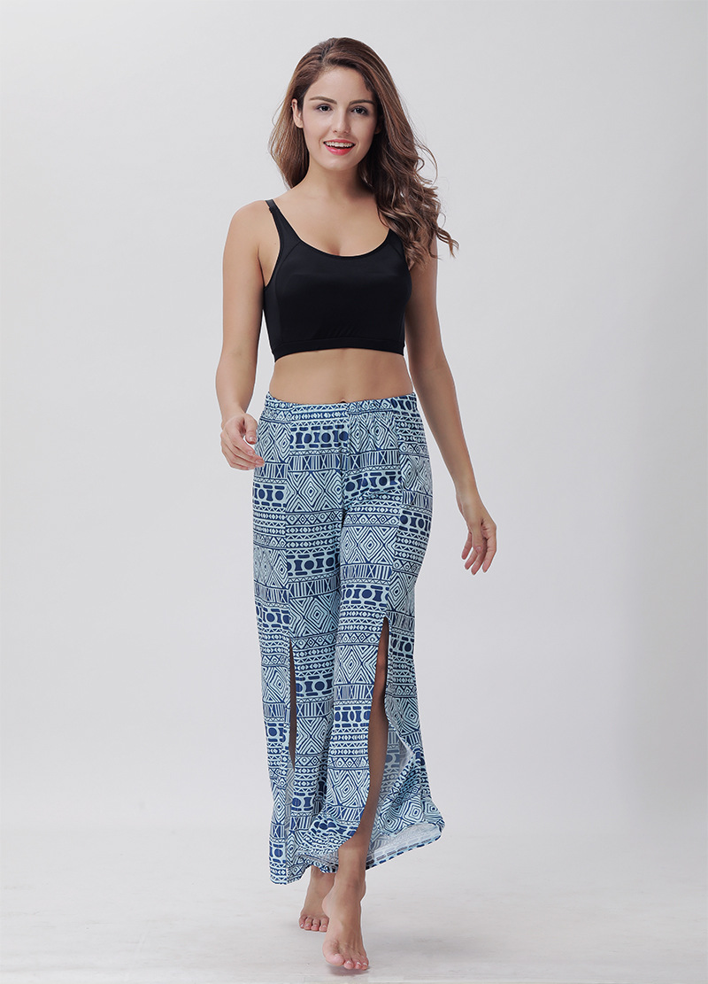 Flared Printed Yoga Pants Summer Style Split Hem Design Comfortable Fit Wholesale Available fast shipping