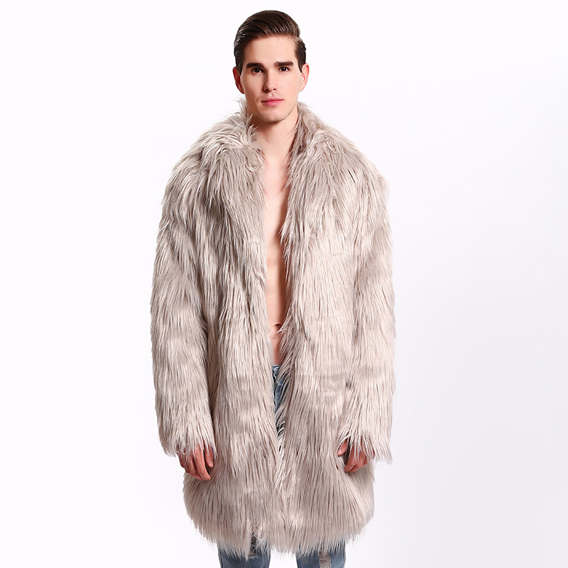 square neck Fur imitation coat man overcoat man Imitation wool leather and fur overcoat Autumn and winter clothes have more cash than can be accounted for Windbreaker