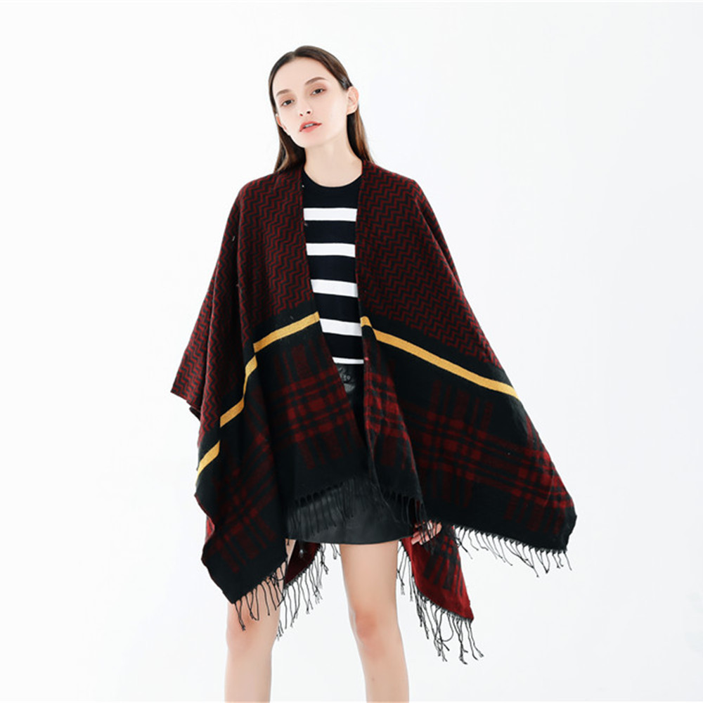2020 plataforma transfronteriza Venta caliente estilo europeo y americano Plaid onda raya costura imitación Cachemira borla bufanda chal caliente