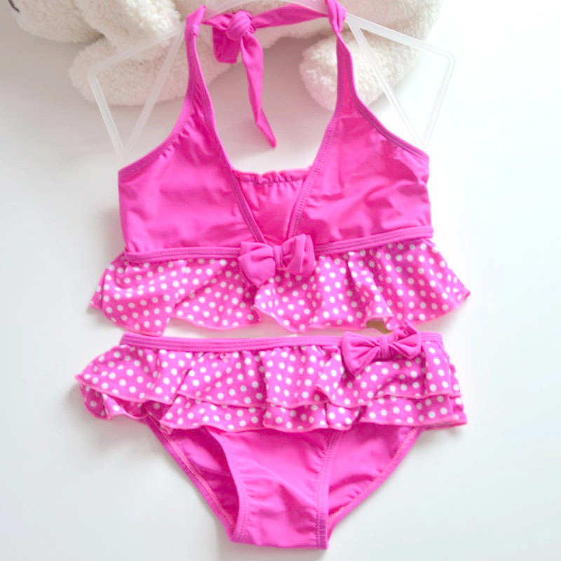 ZK71200813 Rose red polka dot bow skirt split