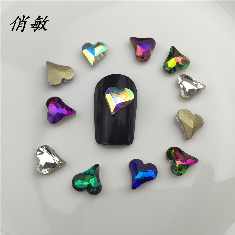 新款美甲饰品日系美甲钻 8*9歪桃尖底异形钻 diy指甲饰品配件批发|ms