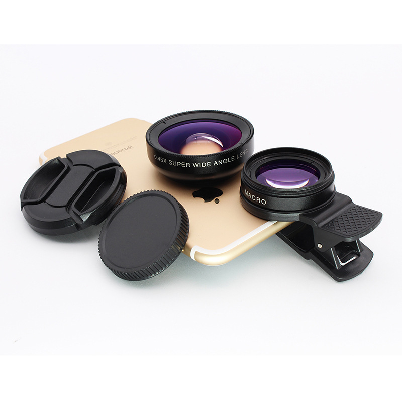 厂家直销 高清无畸变0.45X广角微距二合一通用外置手机镜头