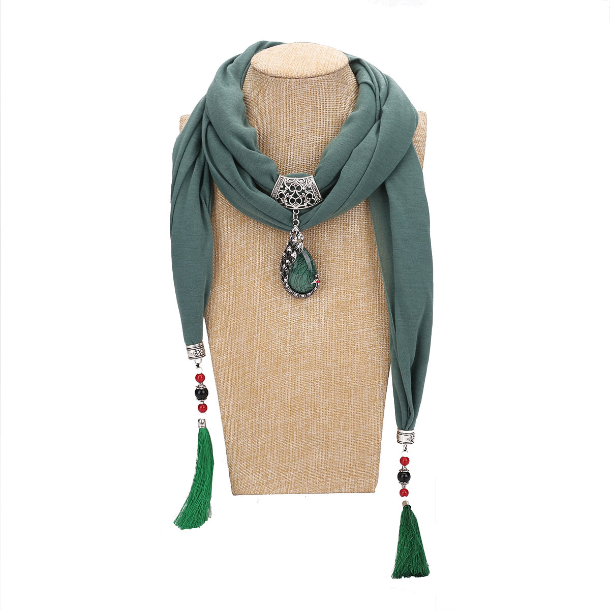 Women's Elegant Solid Color Cotton Tassel Scarf display picture 1