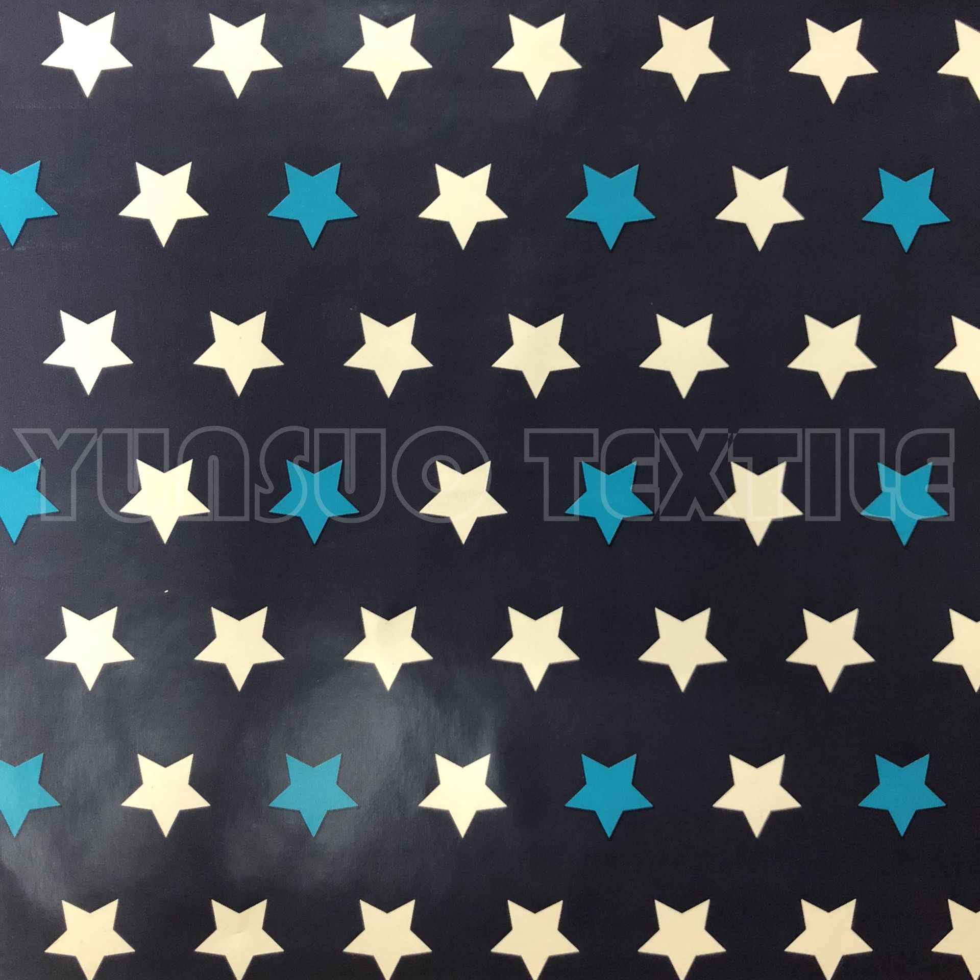 印花PU 人造革星星图案 欧洲环保