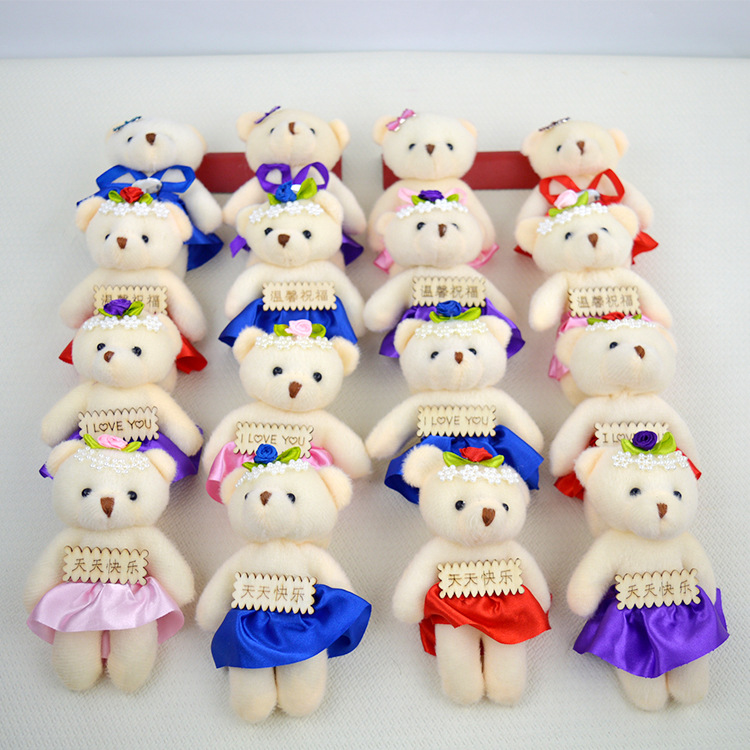 DIY装饰情人节礼物 可爱裙子小熊情人节礼物 字牌花束小熊小礼品|ru