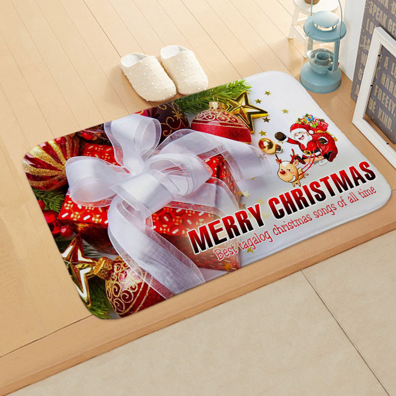 Cute Santa Claus Snowman Flannel Fabric Floor Mat display picture 3