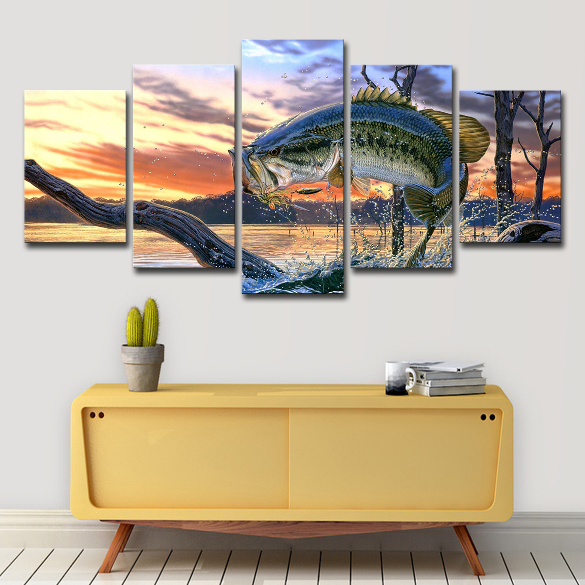 Jumping Bass Fish Painting 2