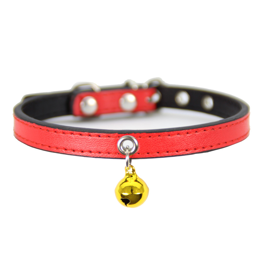 On behalf of Pet Supplies Direct selling new pattern goods in stock wholesale Pet collars PU Black bottom Cat collars Small bell