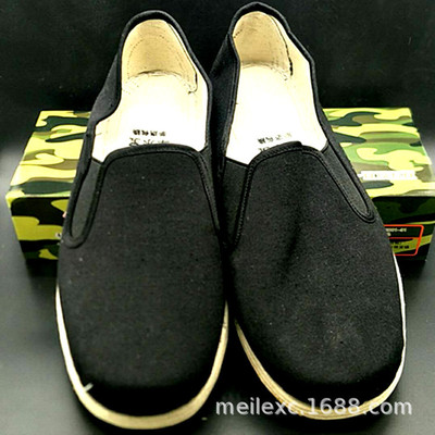 男军工鞋军单劳保工作鞋耐磨黑布鞋老北京布鞋轮胎底松紧口民工|ms