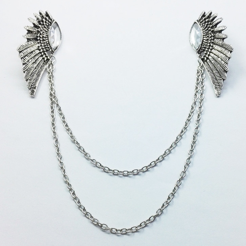 Spilla da uomo con ali d'angelo vintage europee e americane, spilla da bavero da donna alla moda con cristalli, accessorio per corsage._voghion.com