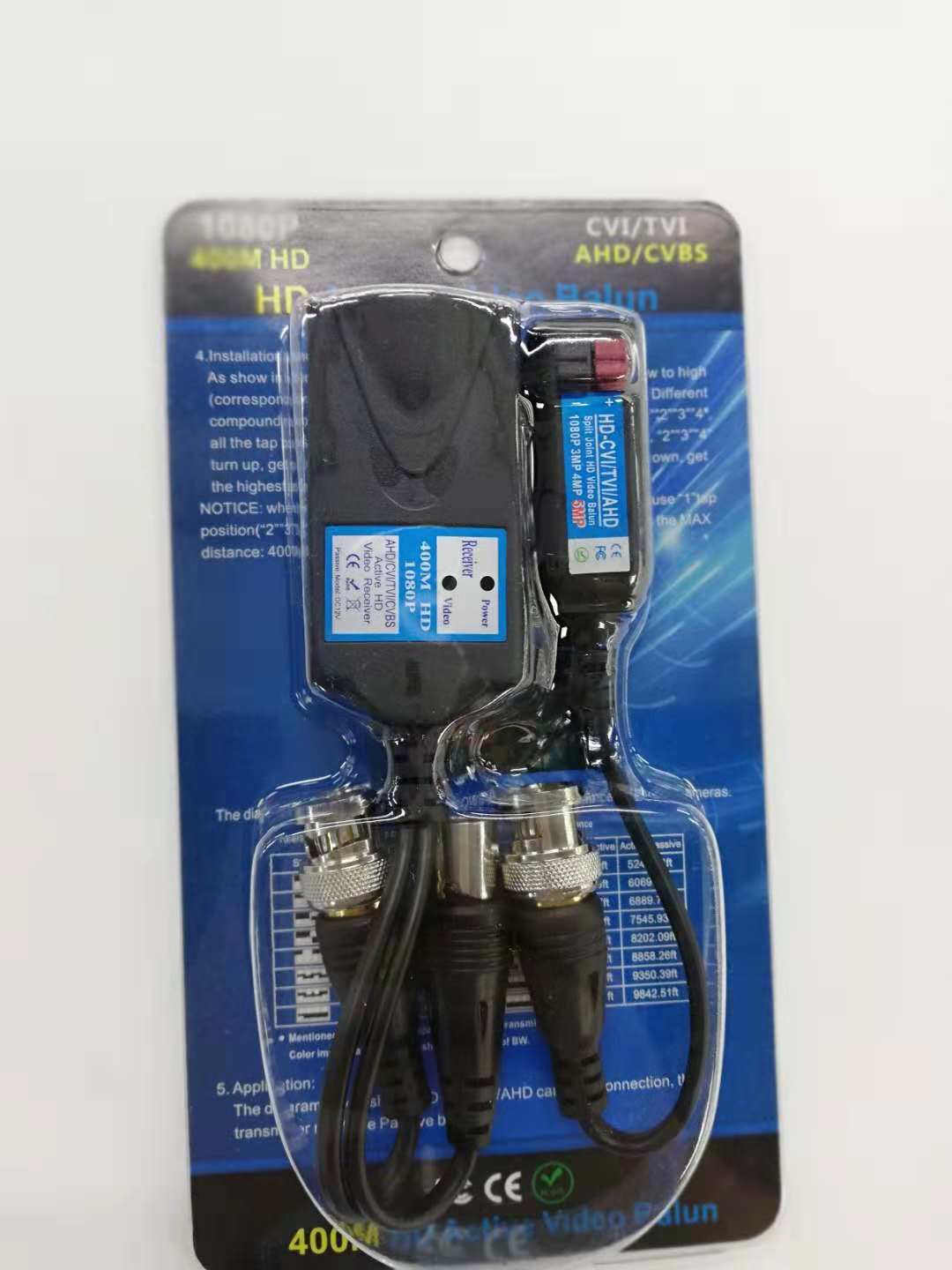 HD-CVI/TVI/AHD 单有源双绞线传输器器 传输距离最远可达400米