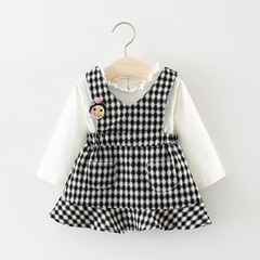 Ins children's clothing wholesale, spring and autumn new girls' patchwork long-sleeved dress princess dress agent Q053