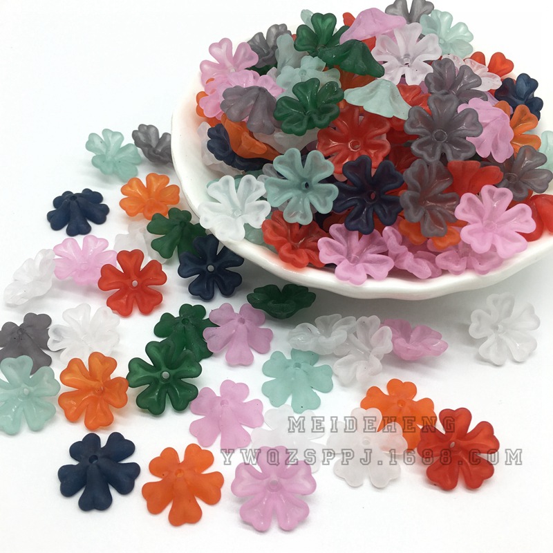 Ancient-style palace flower hairpins, lotus leaf flower acrylic frosted heart-shaped flower trays, bride's headwear, five-leaf flower hair accessories detail image 3