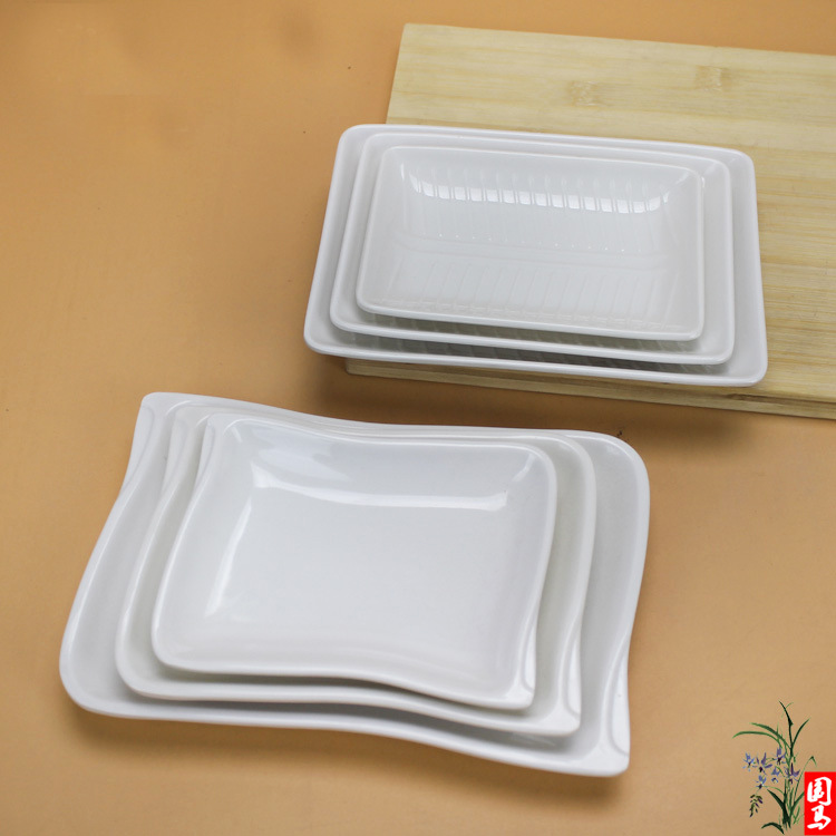 寿司长方形小吃碟KTVA5点心碟子创意酒店高档仿瓷白密胺日式