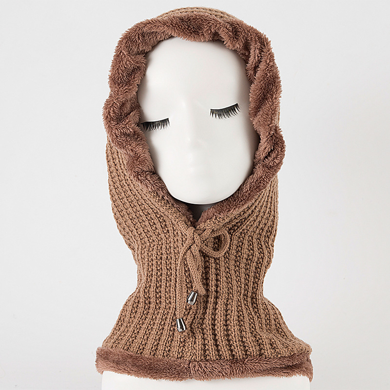 Stickad balaclava för dam och herr, varm randig vintermössa_voghion.com
