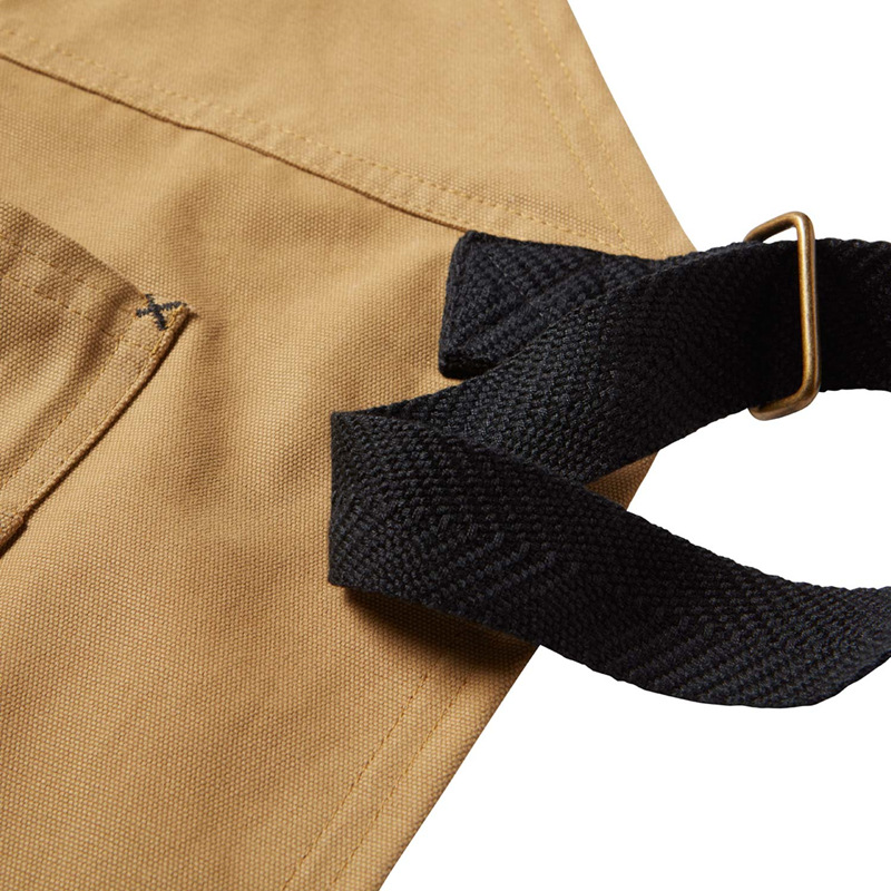 8盎司100％纯棉帆布围裙可调节交叉背带工作围裙咖啡厨师定制LOGO