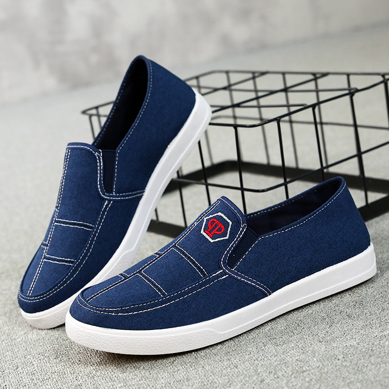 One-pedal canvas shoes male students cas...