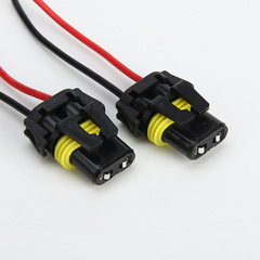 9005 大燈插頭帶線霧燈插座防水燈頭 防水插座2孔單槽