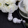 Earrings from pearl, fashionable hypoallergenic zirconium, simple and elegant design