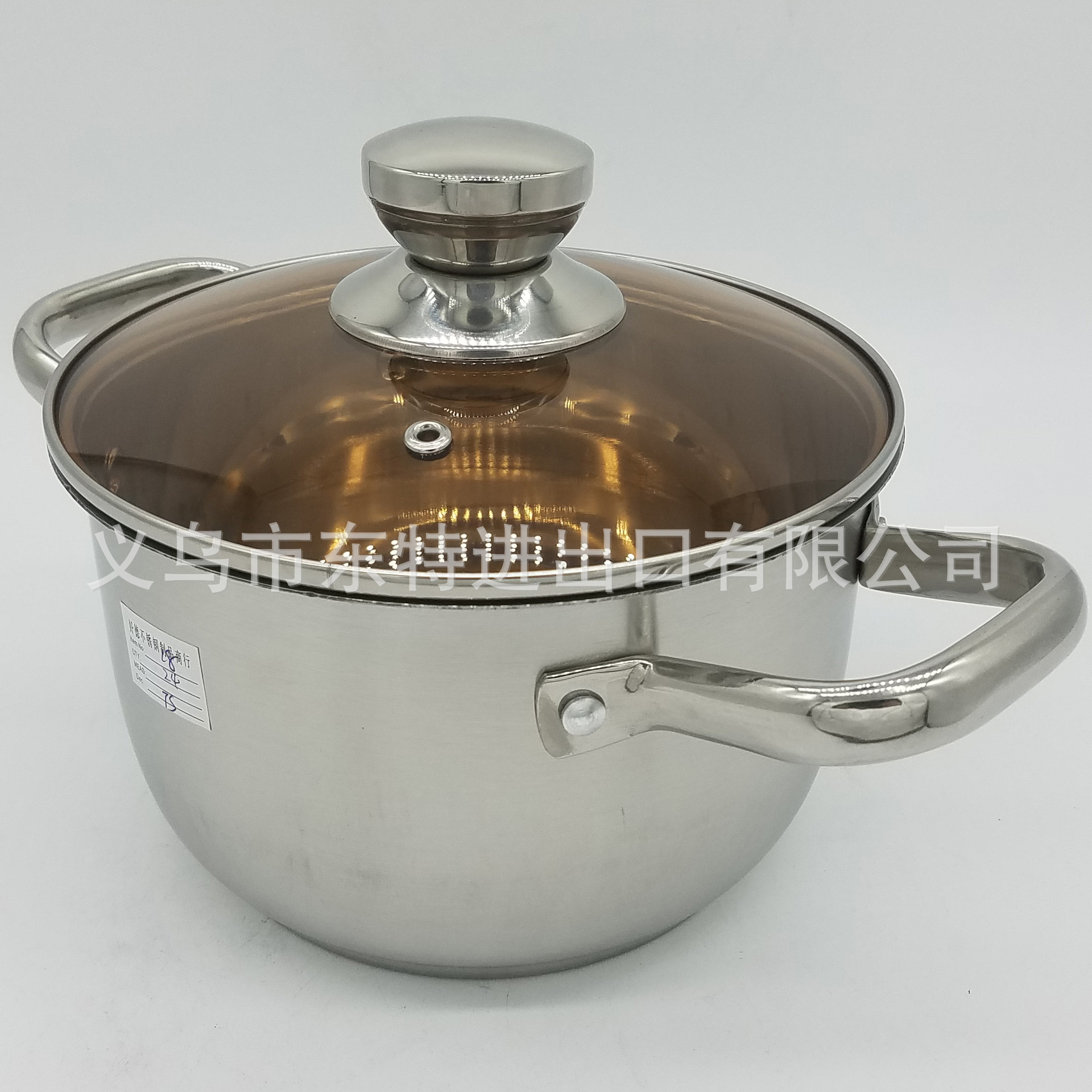 Factory direct sales of stainless steel soup pot, composite steel double-handled soup pot, household multi-purpose soup pot, tea-colored lid and double-bottom pot detail image 5