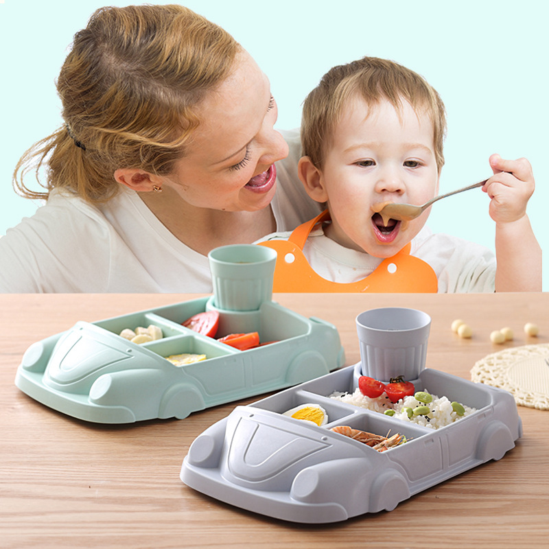 加工定制竹纖維兒童餐盤套裝寶寶餐具創意小汽車餐盤幼兒輔食餐盤