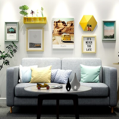 wholesale a living room Like a breath of fresh air Wood Frame Photo wall Photo frame wall/Frame Combination metope Restaurant Decorative painting
