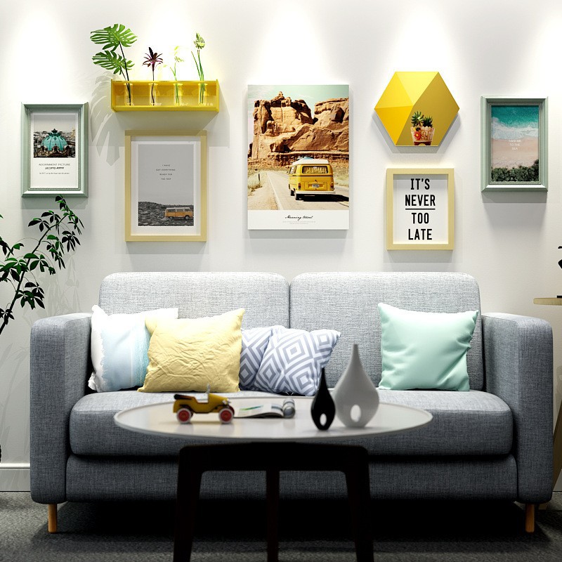 wholesale a living room Like a breath of fresh air Wood Frame Photo wall Photo frame wall/Frame Combination metope Restaurant Decorative painting