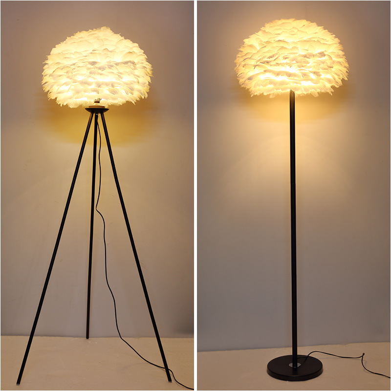 北欧温馨羽毛落地灯 卧室简约现代客厅立式创意个性ins网红落地灯