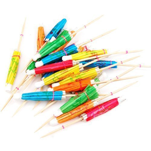 Amazon Venta caliente popular Flor de Papel paraguas fruta palo vino palo fruta tenedor paraguas palo pastel cóctel decoración palo