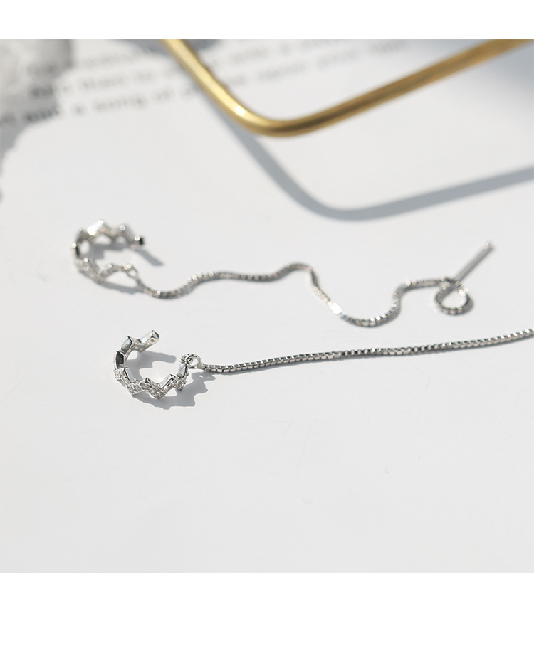 Pendientes de Plata de Ley 925 pendientes de onda elegantes pendientes de Corea del Sur pendientes largos de circón joyería de comercio exterior transfronterizo