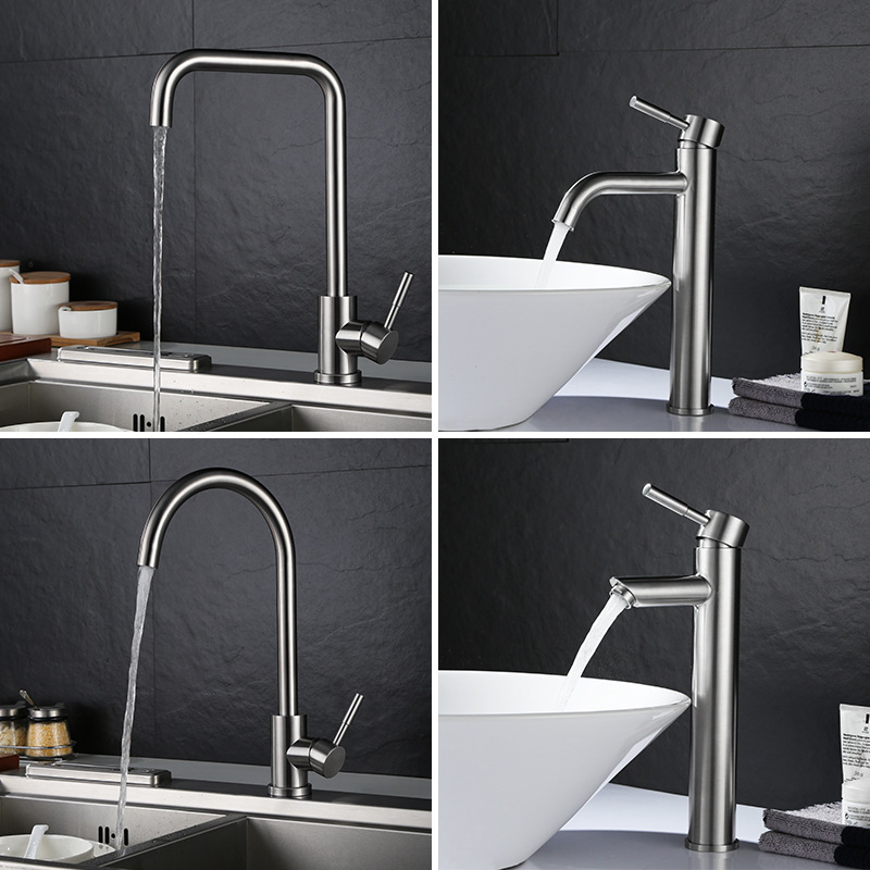 Factory wholesale SUS304 stainless steel faucet kitchen dish Basin hot and cold faucet bathroom basin mixing faucet Factory wholesale SUS304 stainless steel faucet kitchen dish Basin hot and cold faucet bathroom basin mixing faucet