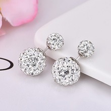 新盛輝 雙面水鑽香巴拉925銀耳釘韓國時尚耳環簡潔純銀飾品女直銷