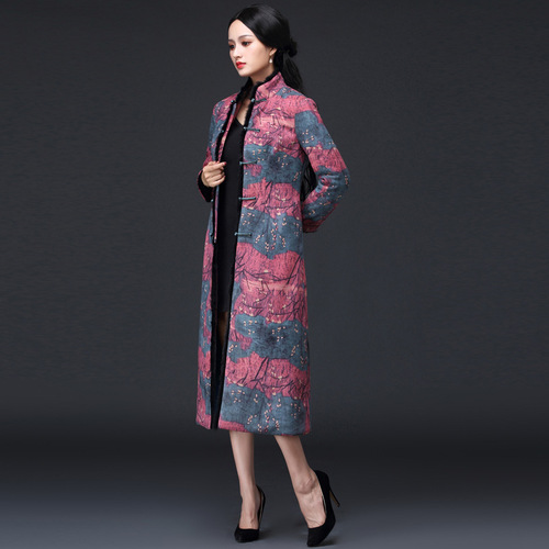 Chinese Dress Qipao for women Warm rabbit fur collar thickened long sleeve cheongsam skirt cheongsam