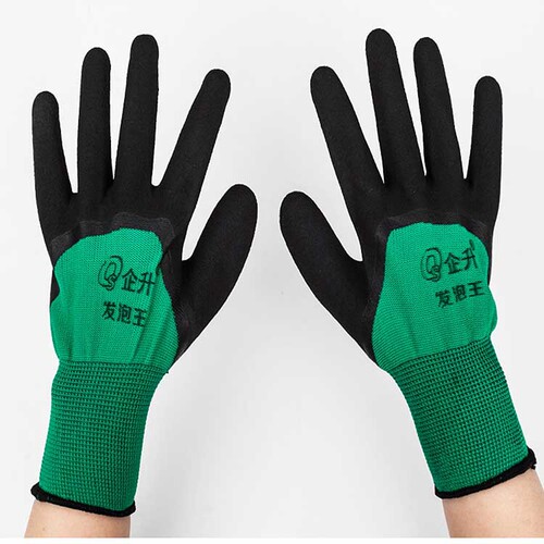 Industrial rubber-coated protective gloves, labor protection gloves, dipped rubber gloves, heavy-duty factory wholesale protective gloves with durable nitrile material.