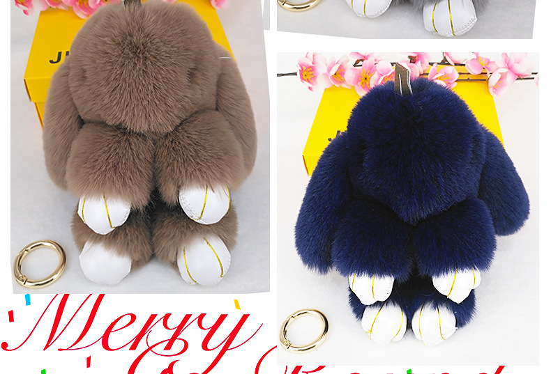 New Cute Rex Rabbit Fur Cute Rabbit Bag Car Ornament Keychain Pendant display picture 4