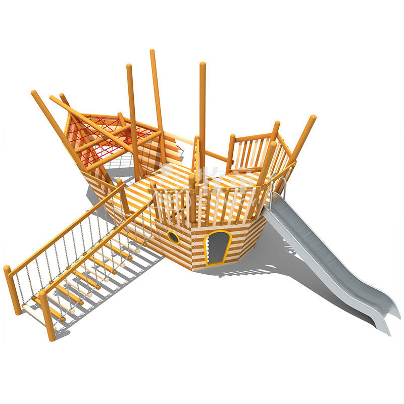 Los niños al aire libre del barco pirata tobogán jardín de infantes gran tobogán Scenic Area Park niños escalada diapositiva fabricante