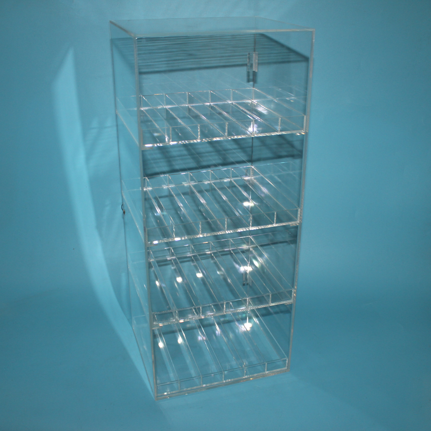 韦海新款 4层 带门和锁 抽拉式抽屉 透明亚克力精油瓶展示架