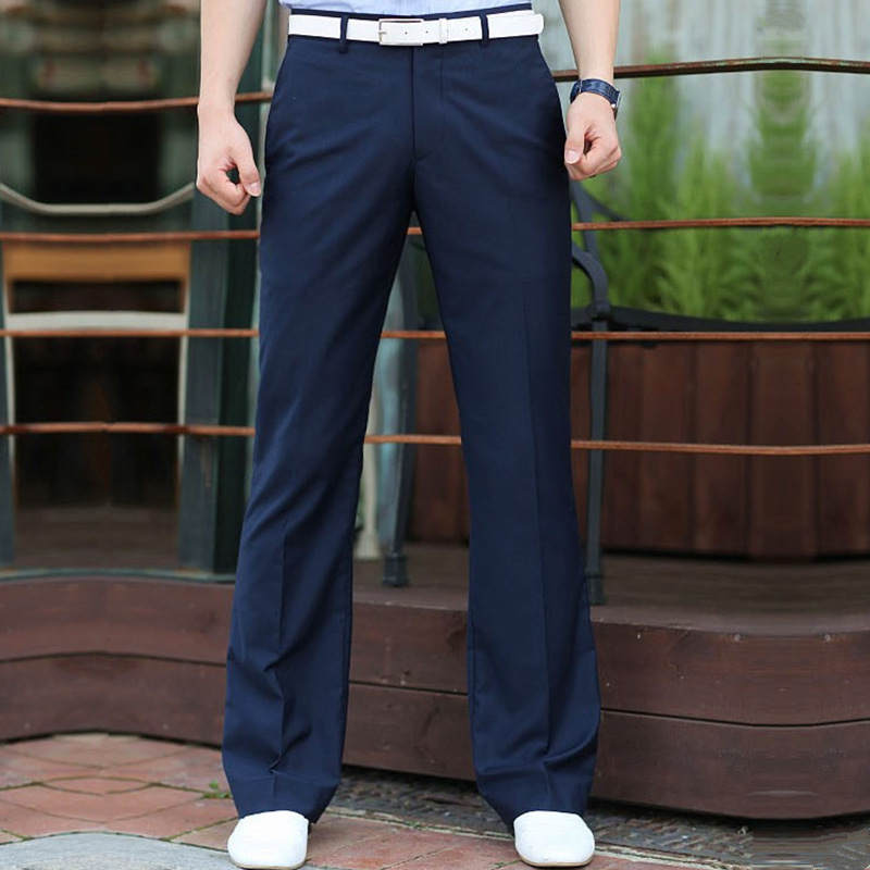 2018 nuevo Micro cuerno pantalones de traje de hombre casual británico de negocios de color caqui drapeado sin planchar pantalones de traje de pierna ancha