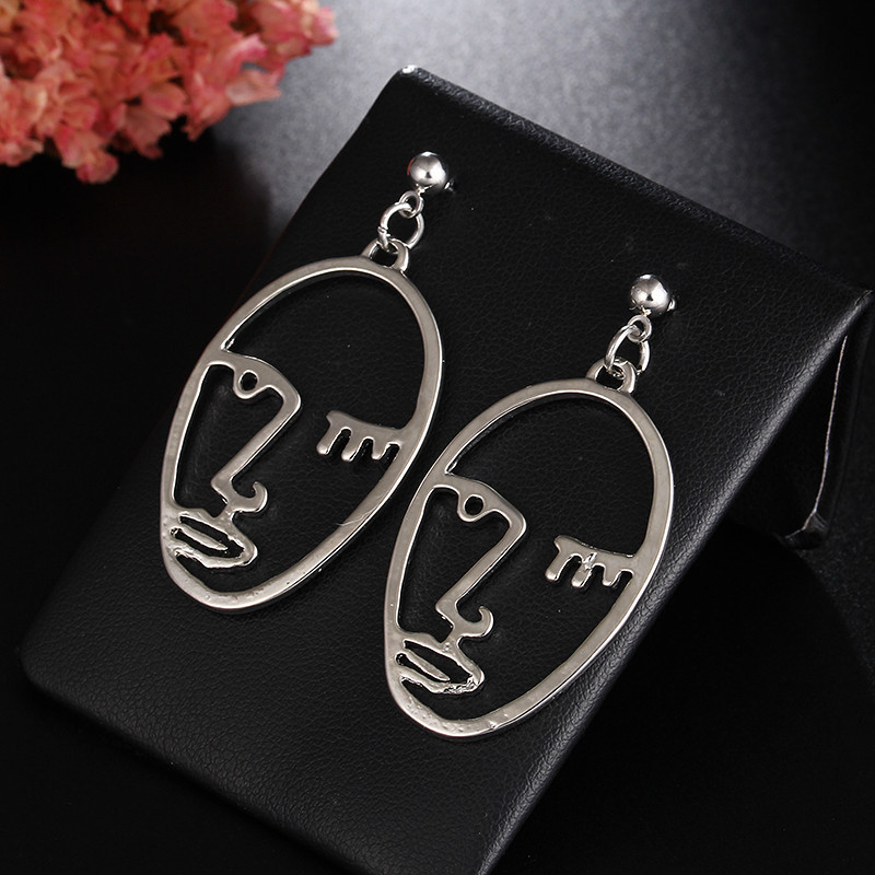 Human Face Plating Alloy No Inlaid Earrings display picture 5