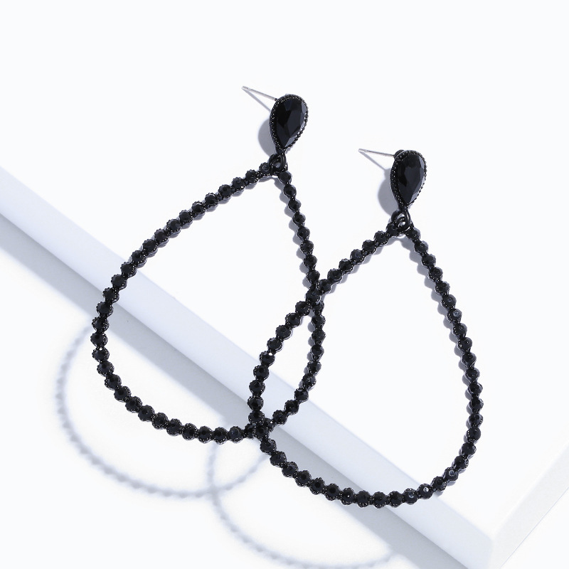 Imitated crystalCZ Simple Geometric earring  black  Fashion Jewelry NHAS0484blackpicture2