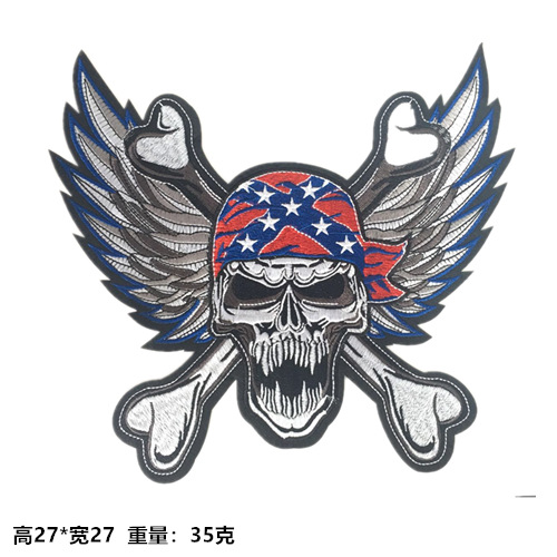 Estilo europeo y americano cráneo pegatinas de tela bordado estilo de la Universidad Ropa Decoración calcomanías fresco motocicleta fantasma cabeza reparación subsidio