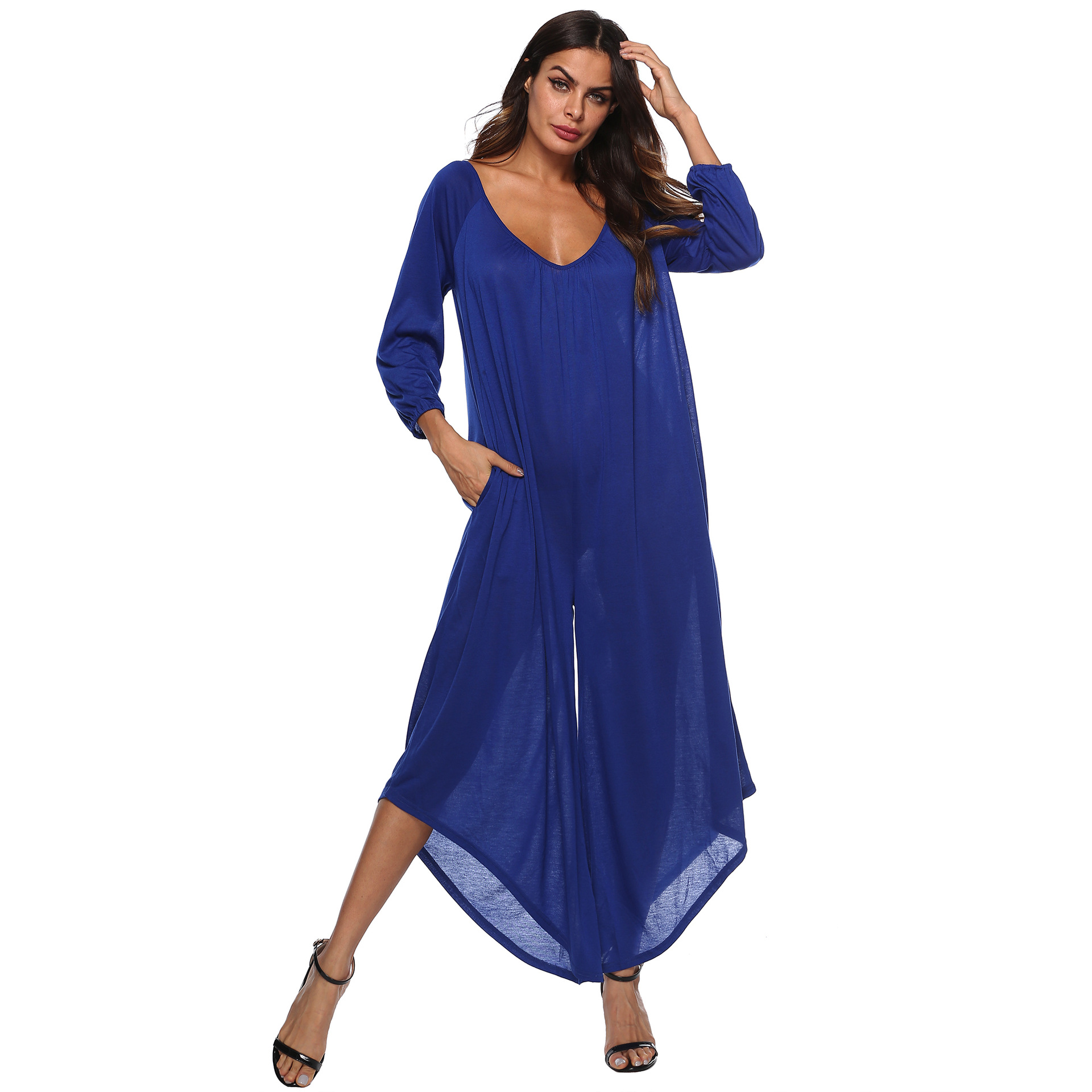 Sexy Deep V Backless Irregular Wide Leg Jumpsuit Autumn Collection Perfect for Parties and Events Wholesale Available