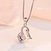 Cute universal copper silver pendant heart shaped with letters, zirconium, chain for key bag , Korean style