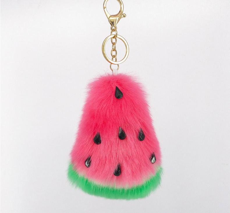 New rabbit fur fruit watermelon plush faux fur ball keychain pendant bag accessoriespicture4